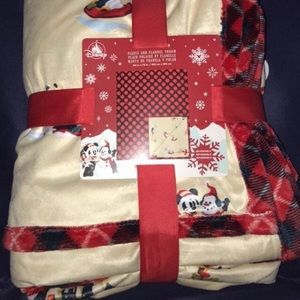 Official Disney Fleece and Flannel Christmas Reversible Throw Blanket